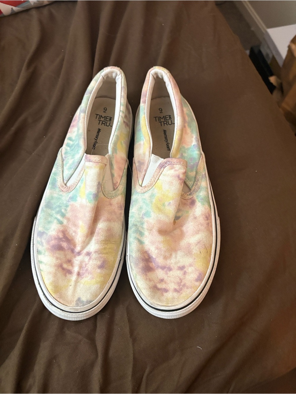 Time and Tru Pastel Tie-Dye Slip-On Sneakers - Multi Pastel